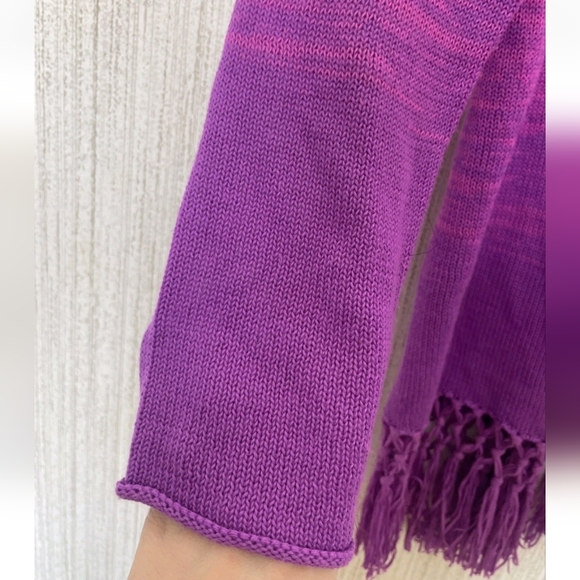 Lilly Pulitzer Size Medium Tatum Ombre Cardigan Orchid Oasis Pink Purple Fringe - Picture 7 of 15